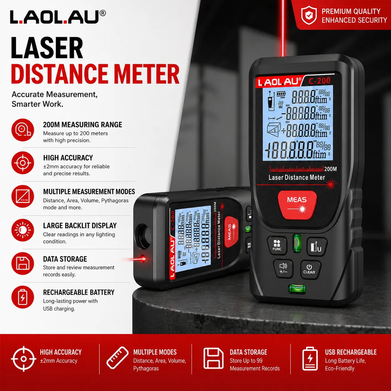 LAOLAU Dijital Lazer Mesafe Öl - Industrial Laser Rangefinder incelemesi ve fiyatı